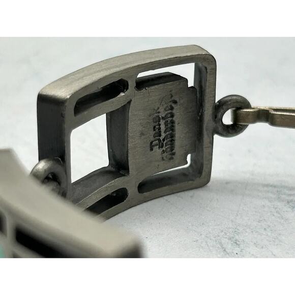 Vintage Artisan Made Post Modern Green Glass and Pewter Bracelet - Picture 3 of 4